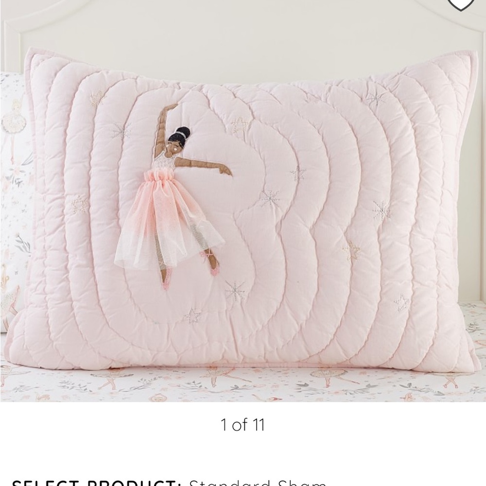 NWT Pottery Barn Kids ballerina quilted STANDARD sham